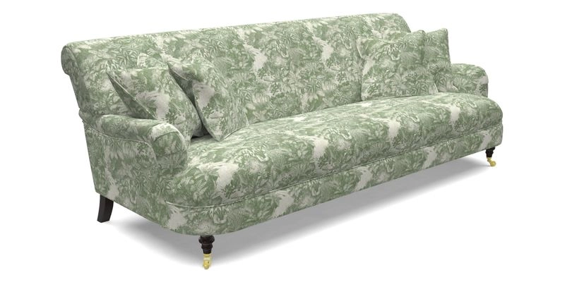 Holmfirth 3 Seater Seater Sofa in RHS Collection on Velvet Pieter van Kouwenhoorn Tulips with scatters in Almost Plain Velvet Maple and Brick