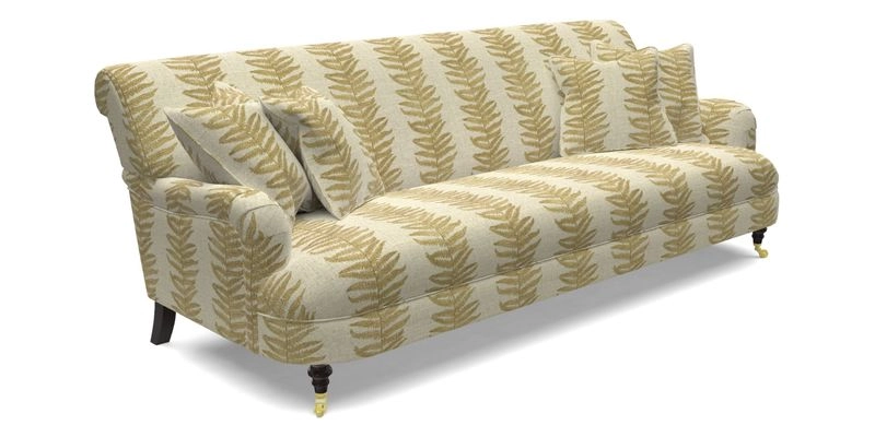 Holmfirth 3 Seater Seater Sofa in RHS Collection on Velvet Pieter van Kouwenhoorn Tulips with scatters in Almost Plain Velvet Maple and Brick