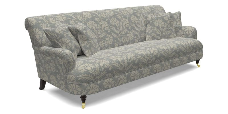 Holmfirth 3 Seater Seater Sofa in RHS Collection on Velvet Pieter van Kouwenhoorn Tulips with scatters in Almost Plain Velvet Maple and Brick