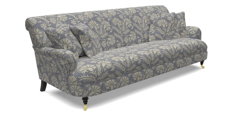 Holmfirth 3 Seater Seater Sofa in RHS Collection on Velvet Pieter van Kouwenhoorn Tulips with scatters in Almost Plain Velvet Maple and Brick