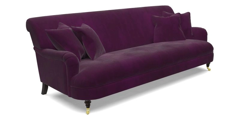 Holmfirth 3 Seater Seater Sofa in RHS Collection on Velvet Pieter van Kouwenhoorn Tulips with scatters in Almost Plain Velvet Maple and Brick