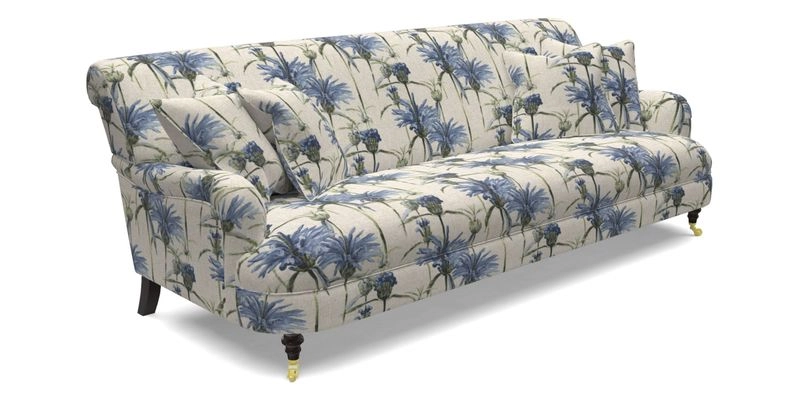 Holmfirth 3 Seater Seater Sofa in RHS Collection on Velvet Pieter van Kouwenhoorn Tulips with scatters in Almost Plain Velvet Maple and Brick