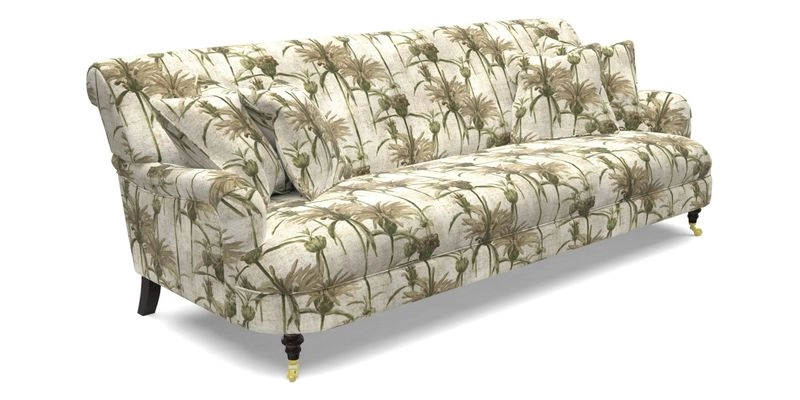 Holmfirth 3 Seater Seater Sofa in RHS Collection on Velvet Pieter van Kouwenhoorn Tulips with scatters in Almost Plain Velvet Maple and Brick