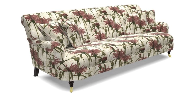 Holmfirth 3 Seater Seater Sofa in RHS Collection on Velvet Pieter van Kouwenhoorn Tulips with scatters in Almost Plain Velvet Maple and Brick