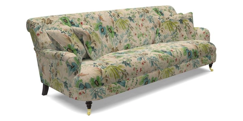 Holmfirth 3 Seater Seater Sofa in RHS Collection on Velvet Pieter van Kouwenhoorn Tulips with scatters in Almost Plain Velvet Maple and Brick