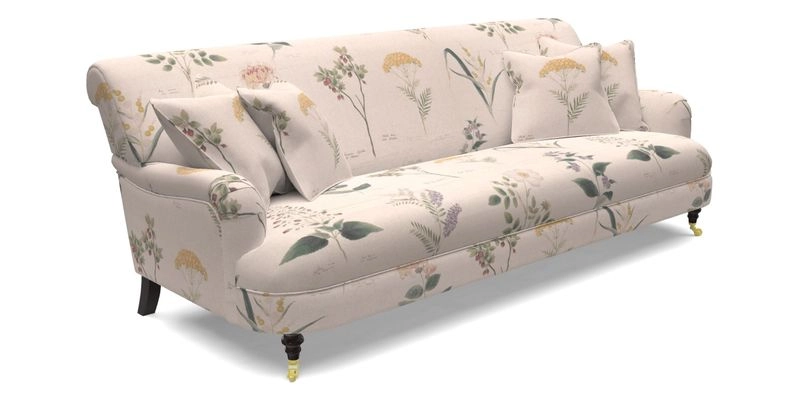 Holmfirth 3 Seater Seater Sofa in RHS Collection on Velvet Pieter van Kouwenhoorn Tulips with scatters in Almost Plain Velvet Maple and Brick