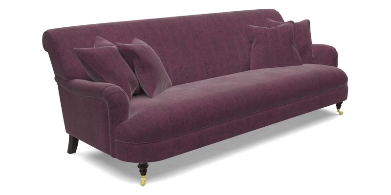Holmfirth 3 Seater Seater Sofa in RHS Collection on Velvet Pieter van Kouwenhoorn Tulips with scatters in Almost Plain Velvet Maple and Brick
