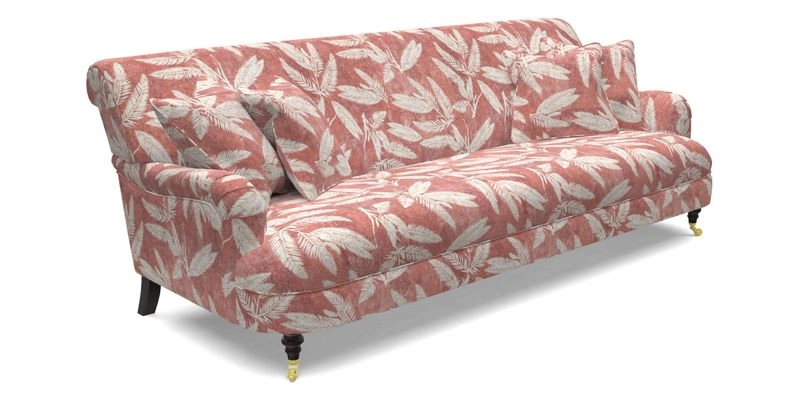 Holmfirth 3 Seater Seater Sofa in RHS Collection on Velvet Pieter van Kouwenhoorn Tulips with scatters in Almost Plain Velvet Maple and Brick