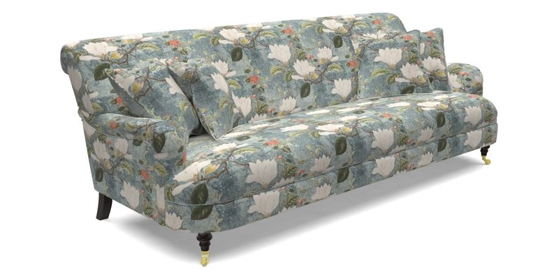 Holmfirth 3 Seater Seater Sofa in RHS Collection on Velvet Pieter van Kouwenhoorn Tulips with scatters in Almost Plain Velvet Maple and Brick