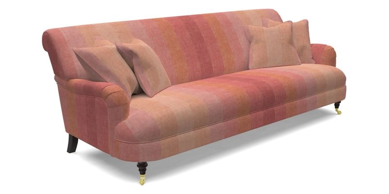 Holmfirth 3 Seater Seater Sofa in RHS Collection on Velvet Pieter van Kouwenhoorn Tulips with scatters in Almost Plain Velvet Maple and Brick