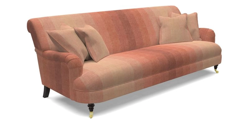 Holmfirth 3 Seater Seater Sofa in RHS Collection on Velvet Pieter van Kouwenhoorn Tulips with scatters in Almost Plain Velvet Maple and Brick