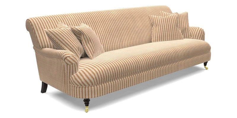 Holmfirth 3 Seater Seater Sofa in RHS Collection on Velvet Pieter van Kouwenhoorn Tulips with scatters in Almost Plain Velvet Maple and Brick