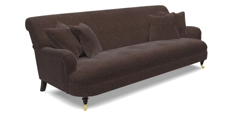 Holmfirth 3 Seater Seater Sofa in RHS Collection on Velvet Pieter van Kouwenhoorn Tulips with scatters in Almost Plain Velvet Maple and Brick