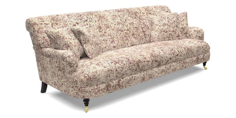 Holmfirth 3 Seater Seater Sofa in RHS Collection on Velvet Pieter van Kouwenhoorn Tulips with scatters in Almost Plain Velvet Maple and Brick