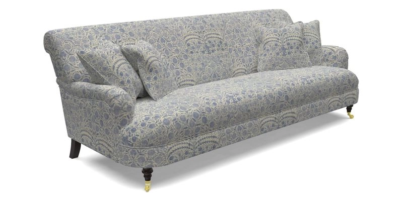Holmfirth 3 Seater Seater Sofa in RHS Collection on Velvet Pieter van Kouwenhoorn Tulips with scatters in Almost Plain Velvet Maple and Brick