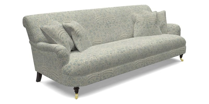 Holmfirth 3 Seater Seater Sofa in RHS Collection on Velvet Pieter van Kouwenhoorn Tulips with scatters in Almost Plain Velvet Maple and Brick