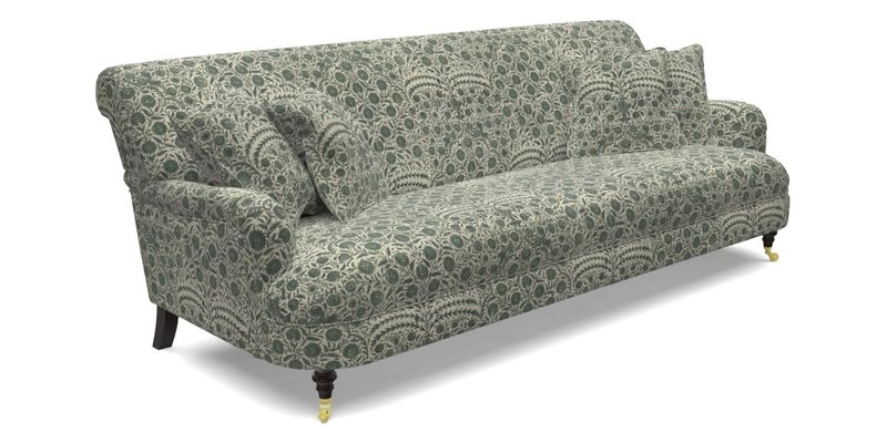 Holmfirth 3 Seater Seater Sofa in RHS Collection on Velvet Pieter van Kouwenhoorn Tulips with scatters in Almost Plain Velvet Maple and Brick