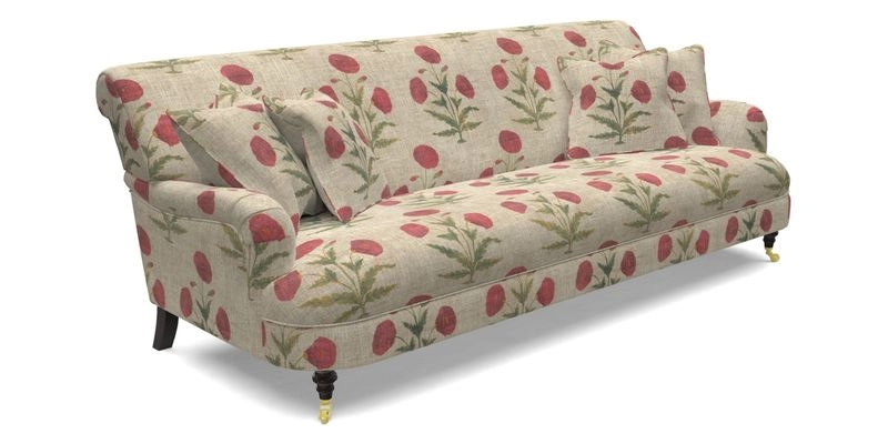 Holmfirth 3 Seater Seater Sofa in RHS Collection on Velvet Pieter van Kouwenhoorn Tulips with scatters in Almost Plain Velvet Maple and Brick