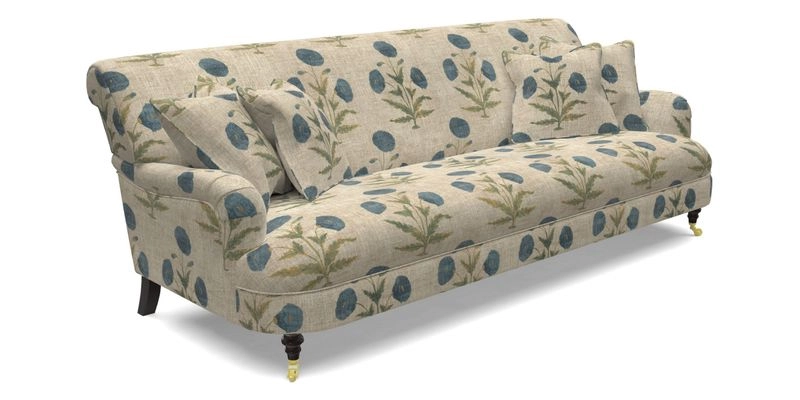 Holmfirth 3 Seater Seater Sofa in RHS Collection on Velvet Pieter van Kouwenhoorn Tulips with scatters in Almost Plain Velvet Maple and Brick