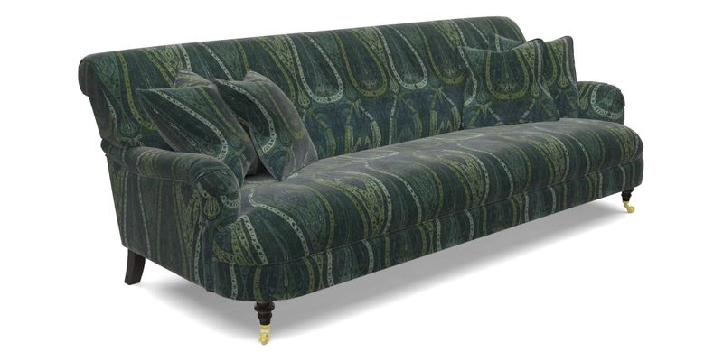 Holmfirth 3 Seater Seater Sofa in RHS Collection on Velvet Pieter van Kouwenhoorn Tulips with scatters in Almost Plain Velvet Maple and Brick