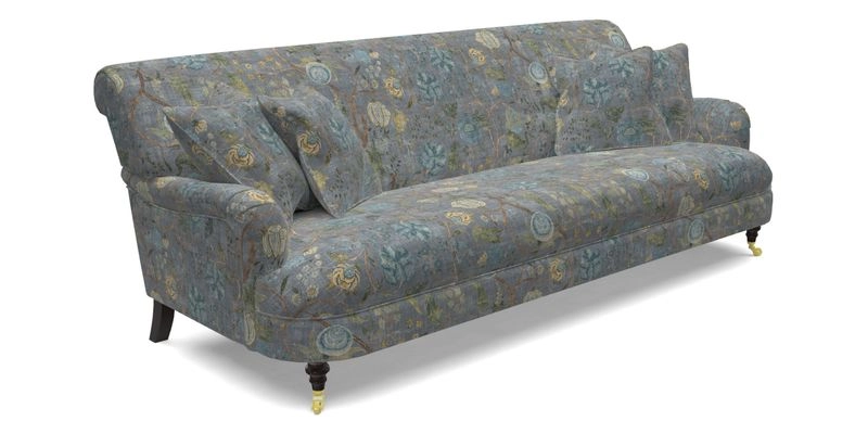 Holmfirth 3 Seater Seater Sofa in RHS Collection on Velvet Pieter van Kouwenhoorn Tulips with scatters in Almost Plain Velvet Maple and Brick