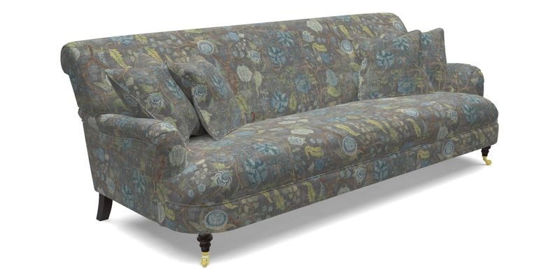 Holmfirth 3 Seater Seater Sofa in RHS Collection on Velvet Pieter van Kouwenhoorn Tulips with scatters in Almost Plain Velvet Maple and Brick