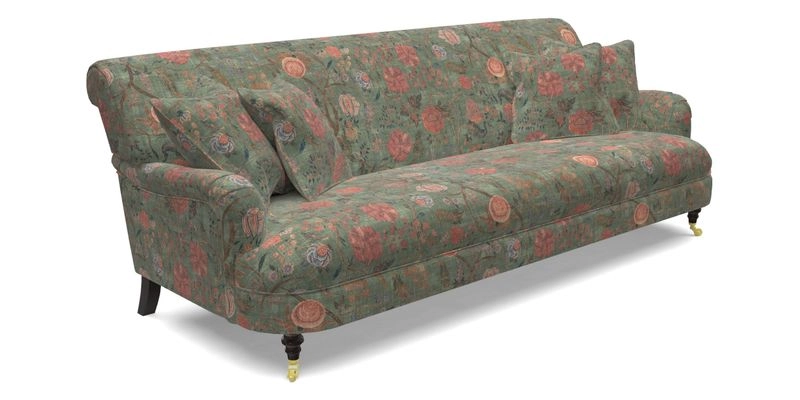 Holmfirth 3 Seater Seater Sofa in RHS Collection on Velvet Pieter van Kouwenhoorn Tulips with scatters in Almost Plain Velvet Maple and Brick