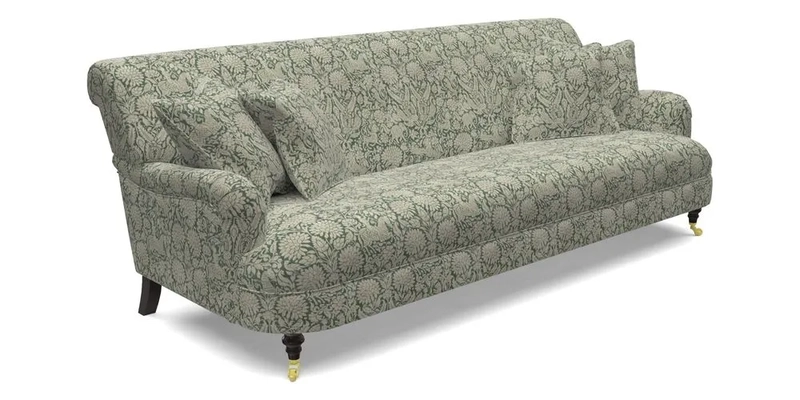 Holmfirth 3 Seater Seater Sofa in RHS Collection on Velvet Pieter van Kouwenhoorn Tulips with scatters in Almost Plain Velvet Maple and Brick
