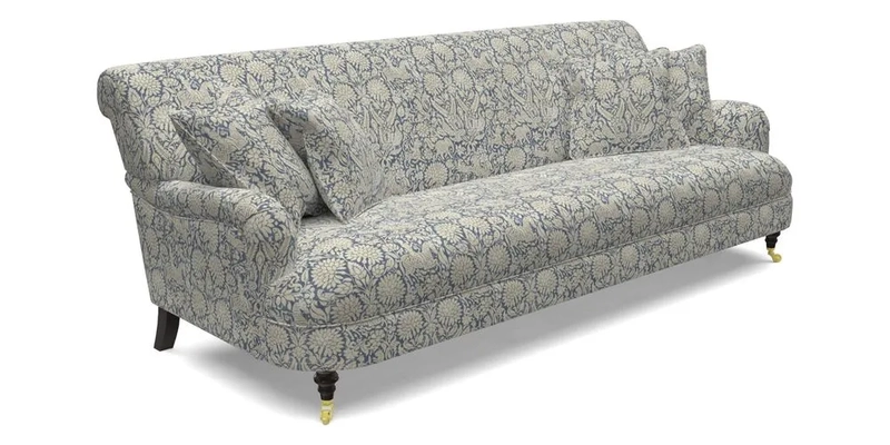Holmfirth 3 Seater Seater Sofa in RHS Collection on Velvet Pieter van Kouwenhoorn Tulips with scatters in Almost Plain Velvet Maple and Brick