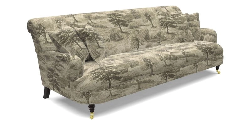 Holmfirth 3 Seater Seater Sofa in RHS Collection on Velvet Pieter van Kouwenhoorn Tulips with scatters in Almost Plain Velvet Maple and Brick