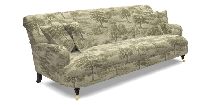 Holmfirth 3 Seater Seater Sofa in RHS Collection on Velvet Pieter van Kouwenhoorn Tulips with scatters in Almost Plain Velvet Maple and Brick