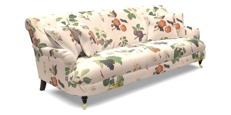 Holmfirth 3 Seater Seater Sofa in RHS Collection on Velvet Pieter van Kouwenhoorn Tulips with scatters in Almost Plain Velvet Maple and Brick