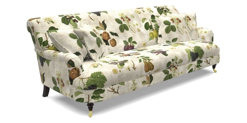 Holmfirth 3 Seater Seater Sofa in RHS Collection on Velvet Pieter van Kouwenhoorn Tulips with scatters in Almost Plain Velvet Maple and Brick