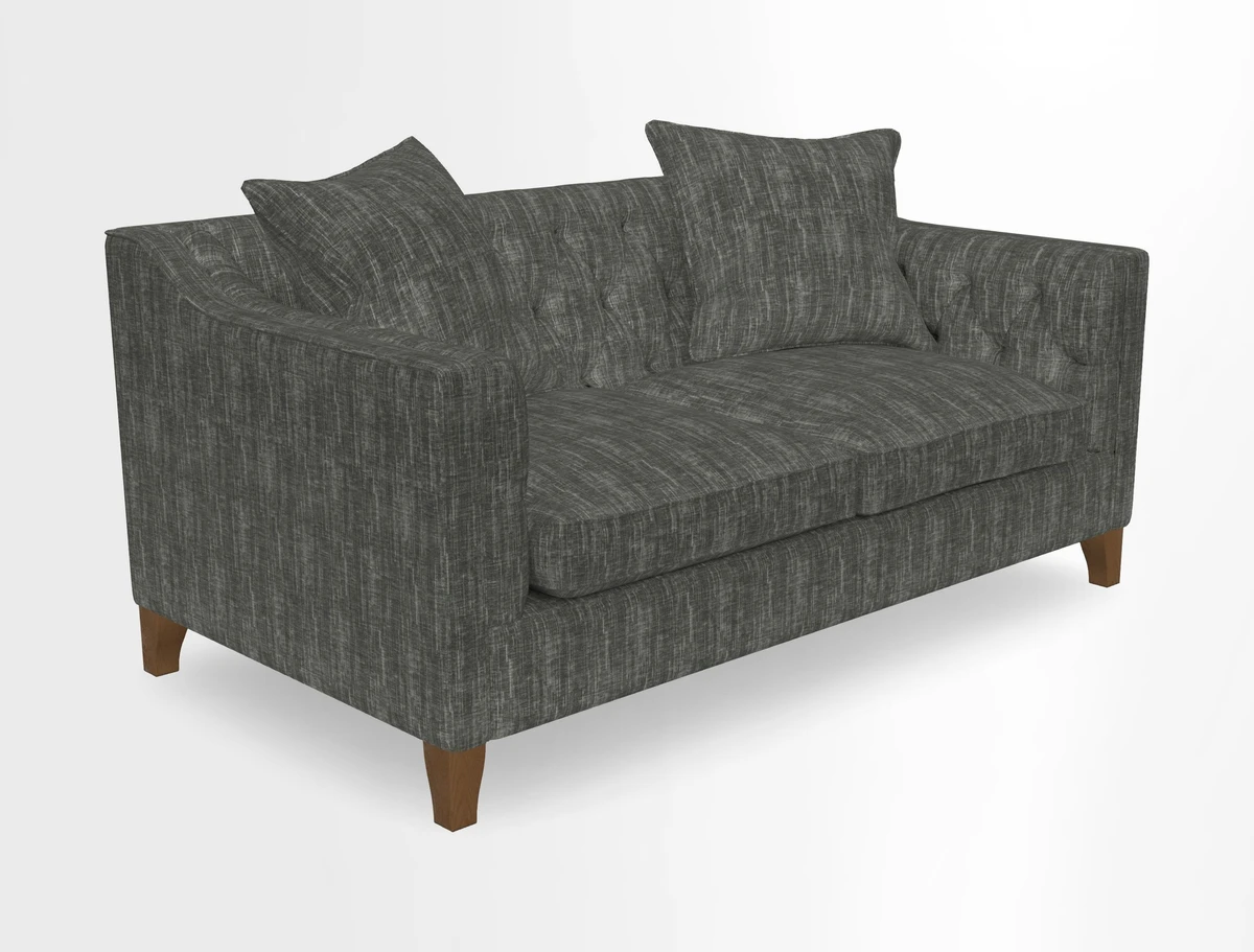 Haresfield 3 Seater Sofa in Linwood Omega Velvet Omega Airforce with Contrasting Piping