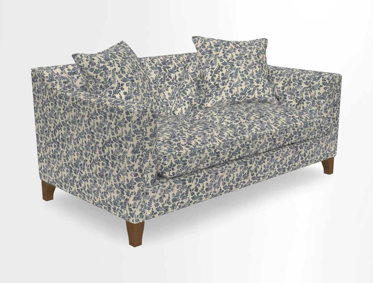 Haresfield 3 Seater Sofa in Linwood Omega Velvet Omega Airforce with Contrasting Piping