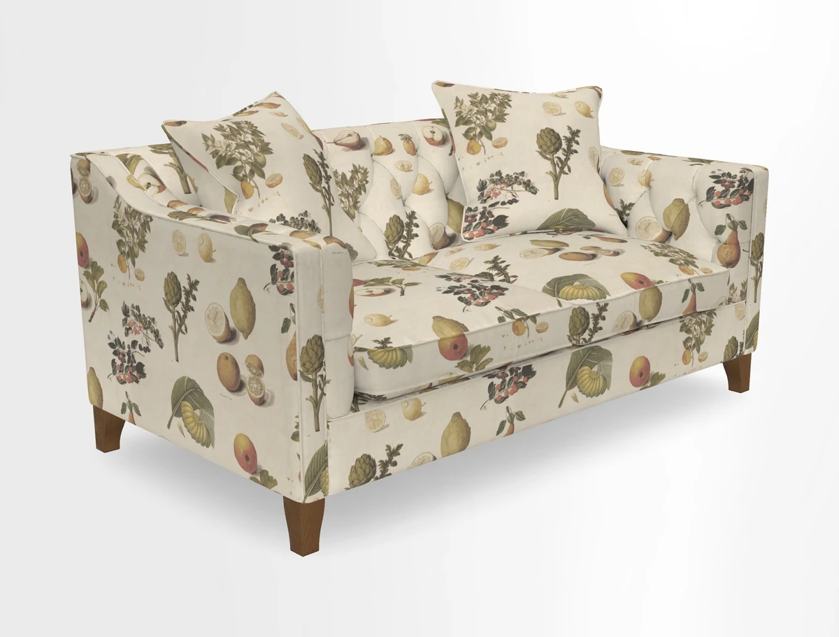 Haresfield 3 Seater Sofa in Linwood Omega Velvet Omega Airforce with Contrasting Piping