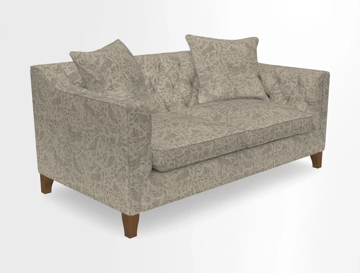 Haresfield 3 Seater Sofa in Linwood Omega Velvet Omega Airforce with Contrasting Piping