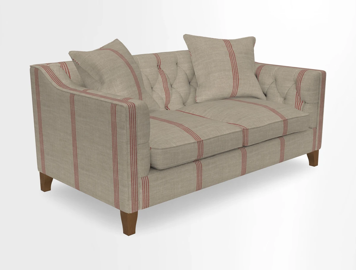Haresfield 3 Seater Sofa in Linwood Omega Velvet Omega Airforce with Contrasting Piping