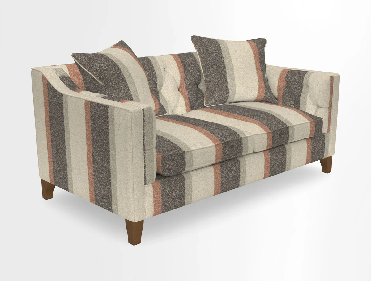 Haresfield 3 Seater Sofa in Linwood Omega Velvet Omega Airforce with Contrasting Piping