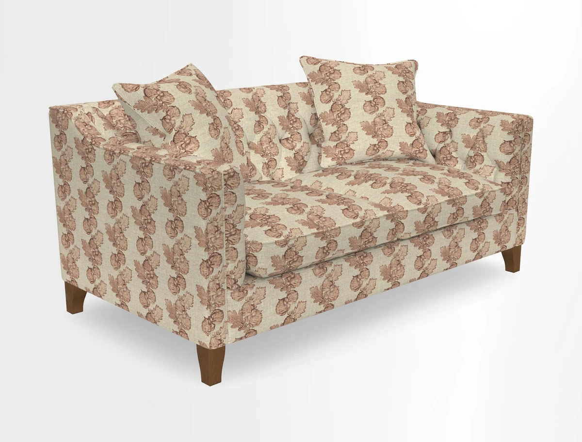 Haresfield 3 Seater Sofa in Linwood Omega Velvet Omega Airforce with Contrasting Piping