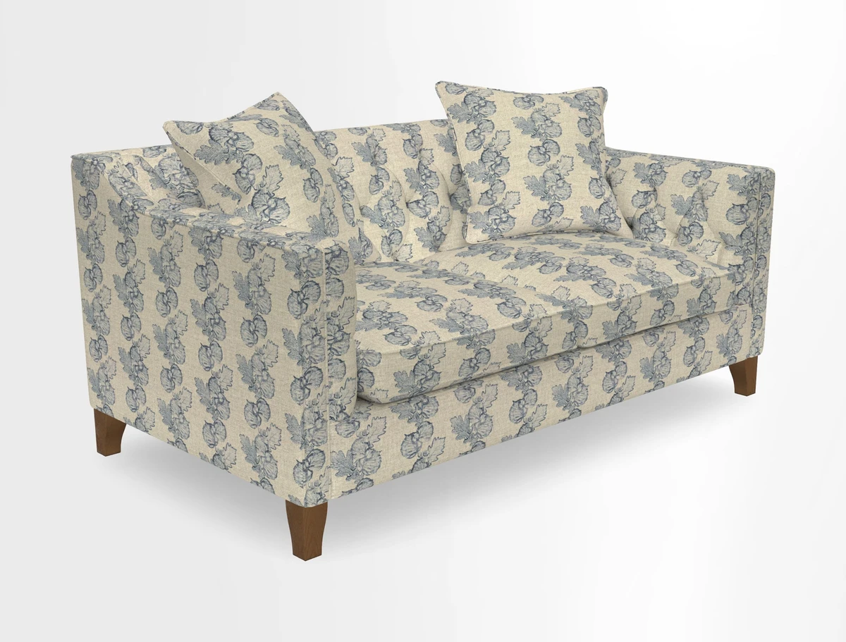 Haresfield 3 Seater Sofa in Linwood Omega Velvet Omega Airforce with Contrasting Piping