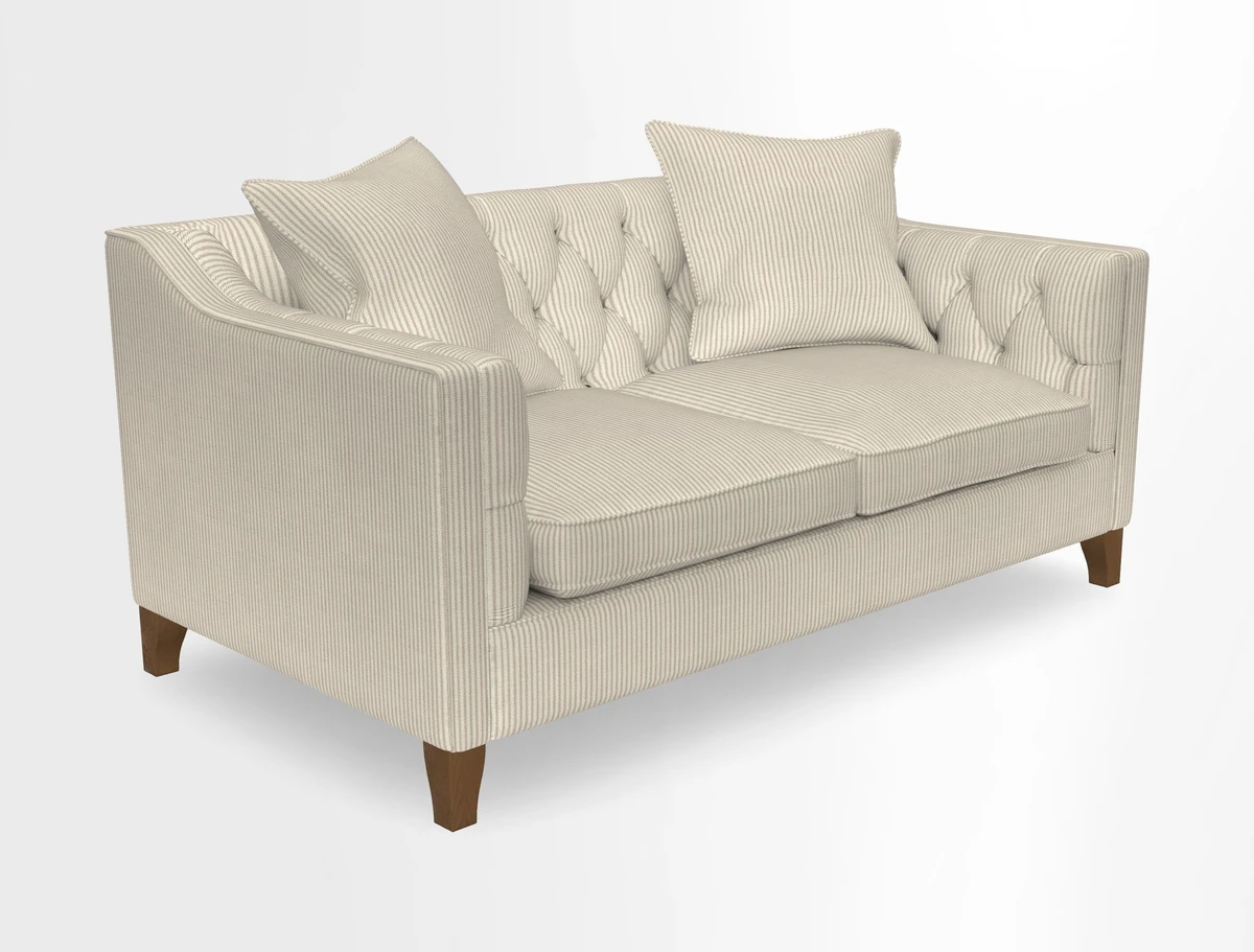 Haresfield 3 Seater Sofa in Linwood Omega Velvet Omega Airforce with Contrasting Piping