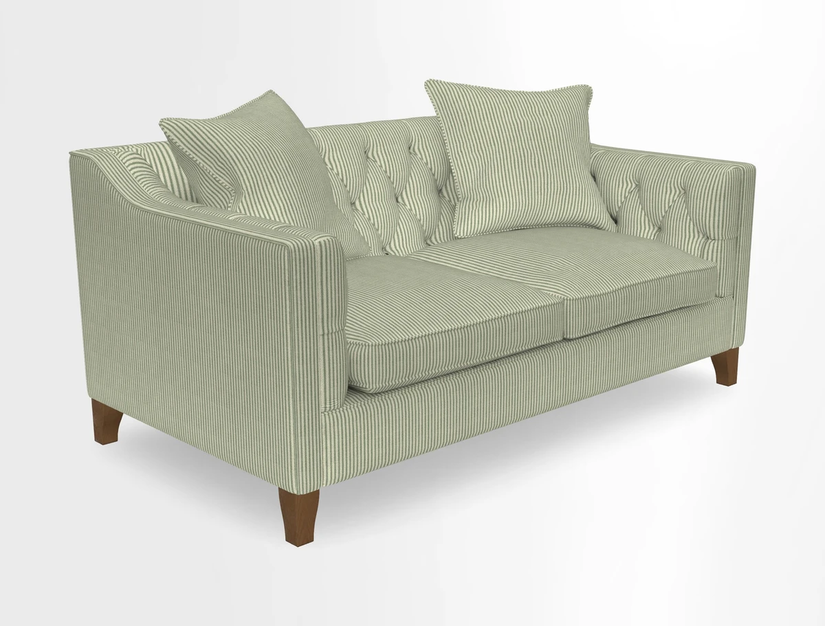 Haresfield 3 Seater Sofa in Linwood Omega Velvet Omega Airforce with Contrasting Piping