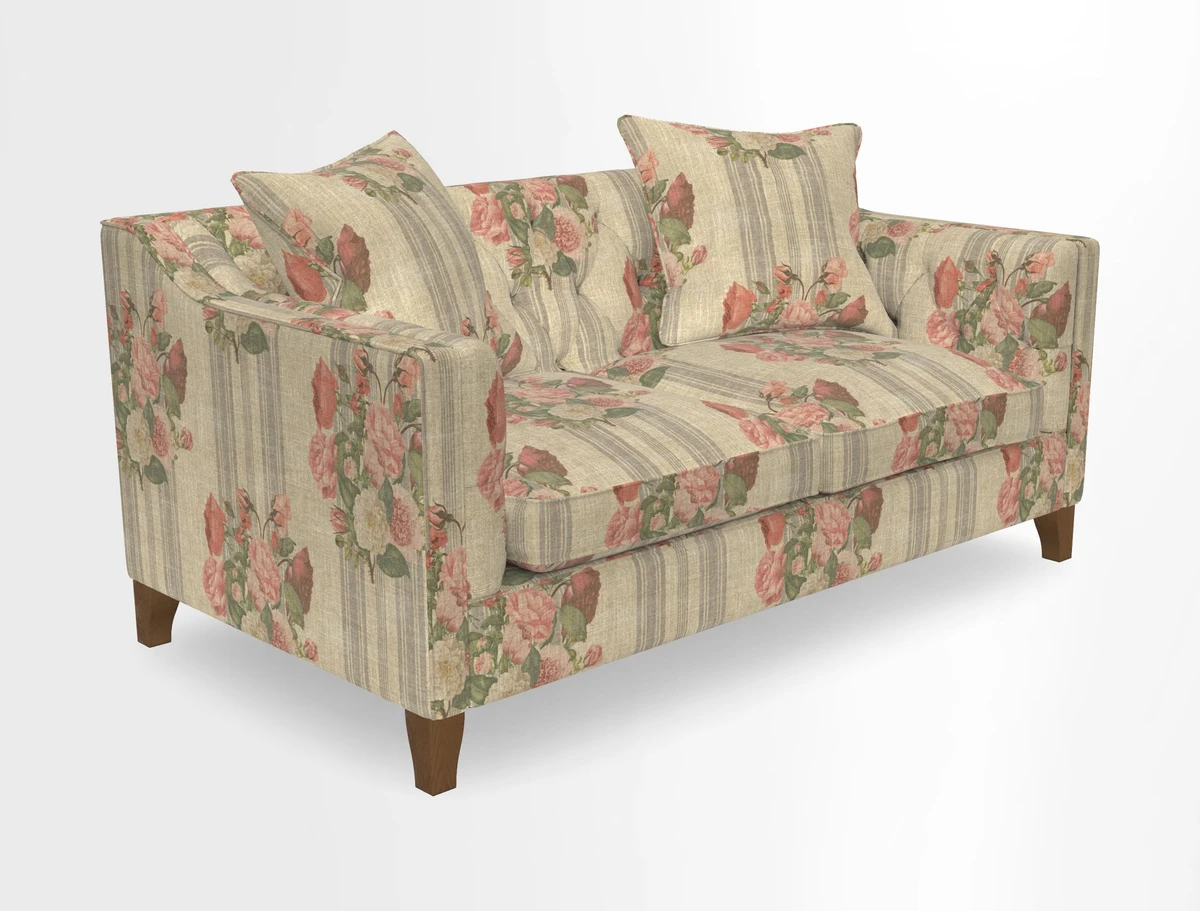 Haresfield 3 Seater Sofa in Linwood Omega Velvet Omega Airforce with Contrasting Piping