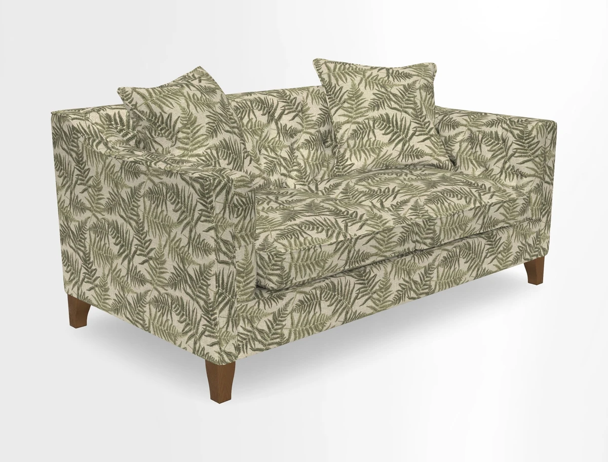 Haresfield 3 Seater Sofa in Linwood Omega Velvet Omega Airforce with Contrasting Piping