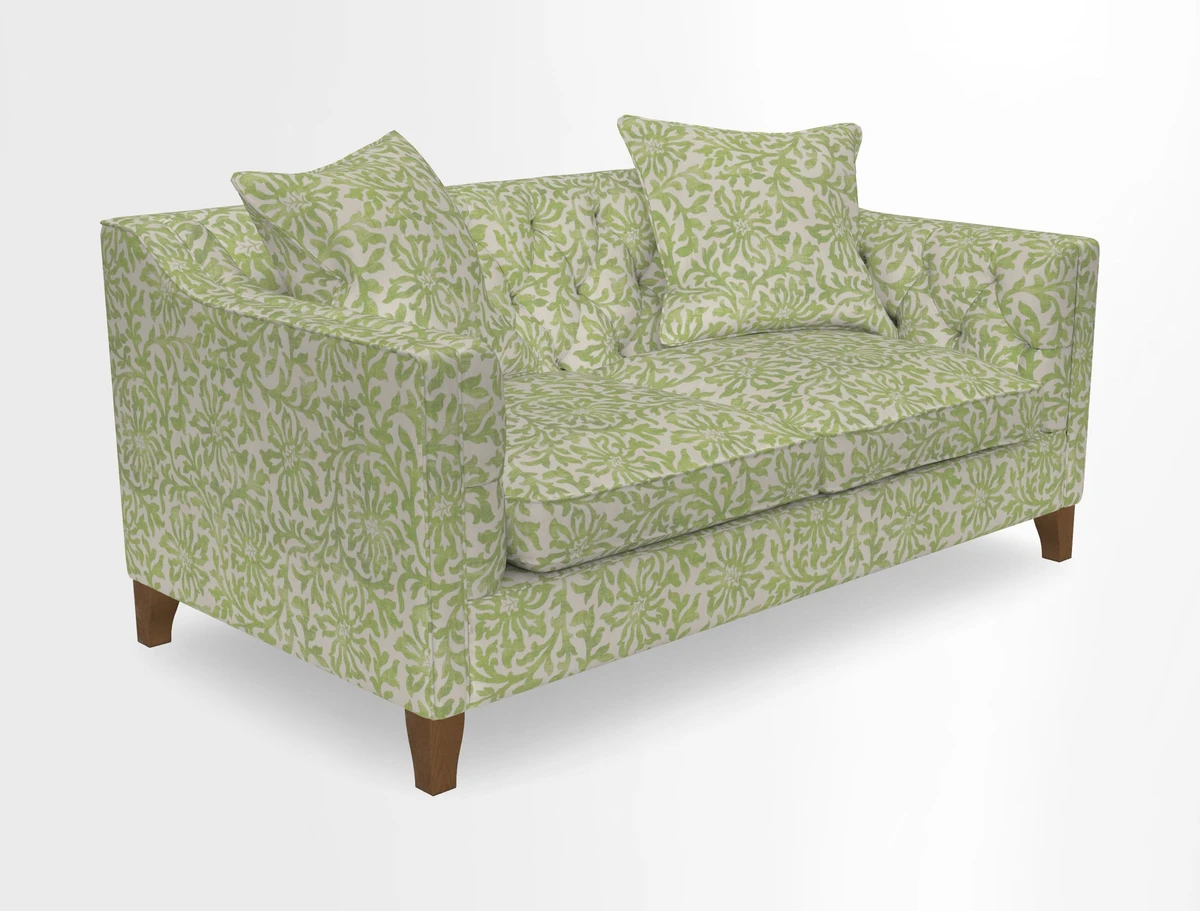Haresfield 3 Seater Sofa in Linwood Omega Velvet Omega Airforce with Contrasting Piping