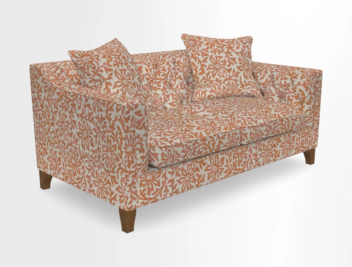 Haresfield 3 Seater Sofa in Linwood Omega Velvet Omega Airforce with Contrasting Piping