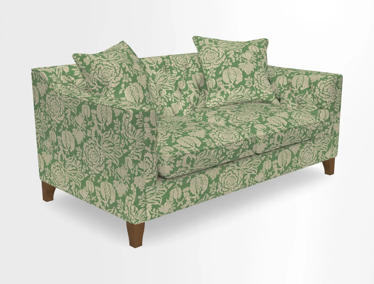 Haresfield 3 Seater Sofa in Linwood Omega Velvet Omega Airforce with Contrasting Piping