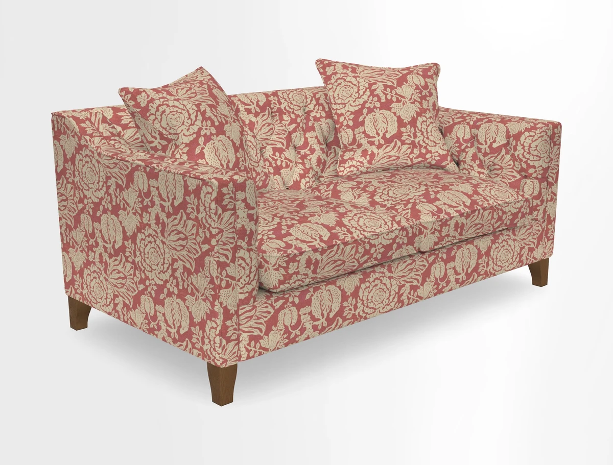 Haresfield 3 Seater Sofa in Linwood Omega Velvet Omega Airforce with Contrasting Piping