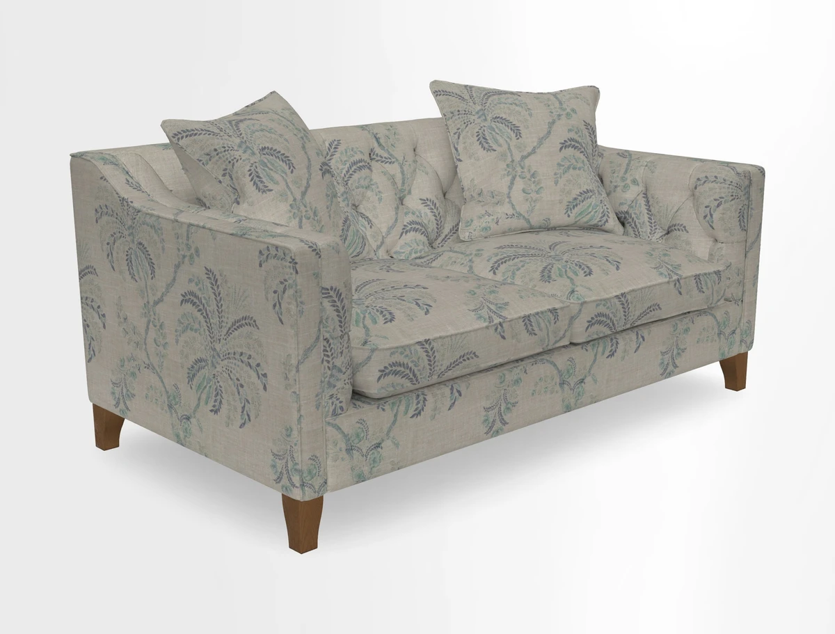 Haresfield 3 Seater Sofa in Linwood Omega Velvet Omega Airforce with Contrasting Piping